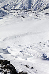 Image showing Top view on off-piste slope