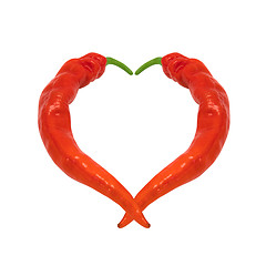 Image showing Heart composed of red chili peppers