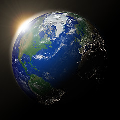 Image showing Sun over North America on planet Earth