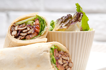 Image showing kafta shawarma chicken pita wrap roll sandwich