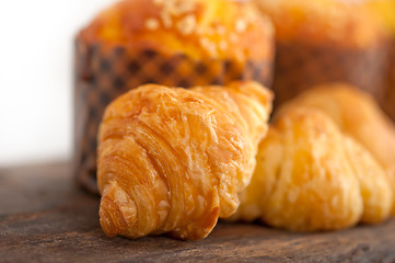 Image showing fresh baked muffin and croissant mignon