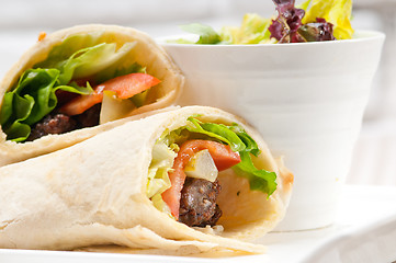 Image showing kafta shawarma chicken pita wrap roll sandwich