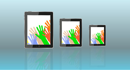 Image showing touch tablet pc computer modern technology with hands