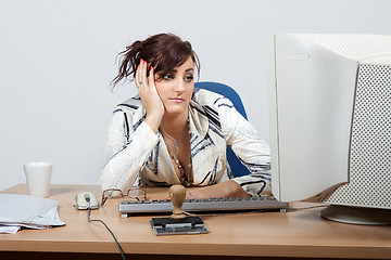 Image showing Young female office worker