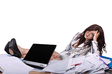 Image showing Young female office worker