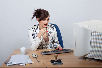 Image showing Young female office worker