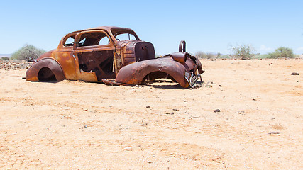 Image showing Abandoned car in the Namib Desert