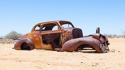 Image showing Abandoned car in the Namib Desert