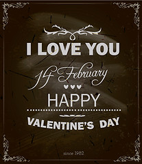 Image showing Happy Valentine's Day Design. Blackboard