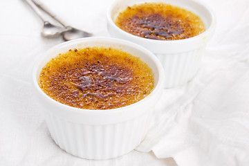 Image showing French dessert - cream brulee, burnt cream 