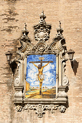 Image showing Azulejo of Jesus on the Cross, Church of the Annunciation in Sev