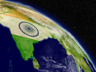 Image showing India with flag from space