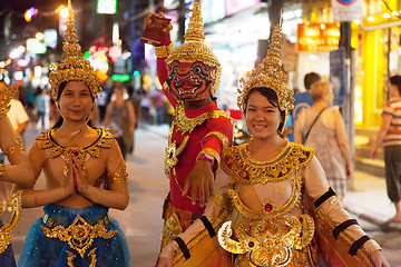 Image showing PATONG, THAILAND - APRIL 26, 2012: Street barkers on the show. N