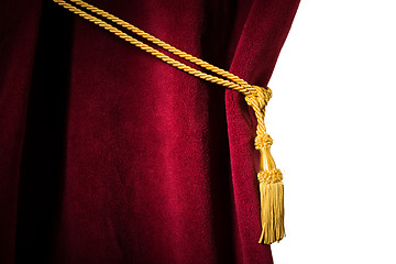 Image showing Red velvet curtain with tassel