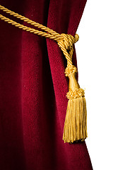 Image showing Red velvet curtain with tassel