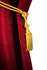 Image showing Red velvet curtain with tassel
