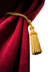 Image showing Red velvet curtain with tassel