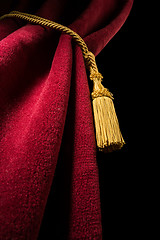 Image showing Red velvet curtain with tassel