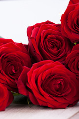 Image showing beautiful red rose flower on black background