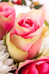 Image showing Bouquet of fresh pink and white flowers