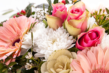 Image showing Bouquet of fresh pink and white flowers