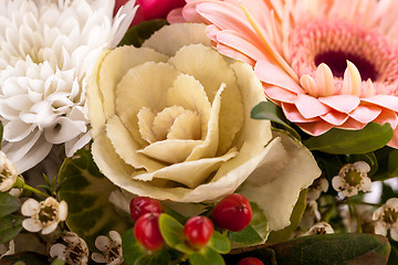 Image showing Bouquet of fresh pink and white flowers