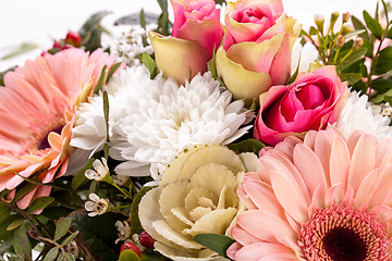 Image showing Bouquet of fresh pink and white flowers