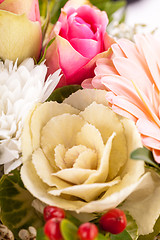 Image showing Bouquet of fresh pink and white flowers