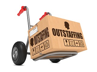 Image showing Outstaffing - Cardboard Box on Hand Truck.