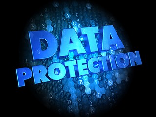 Image showing Data Protection on Dark Digital Background.