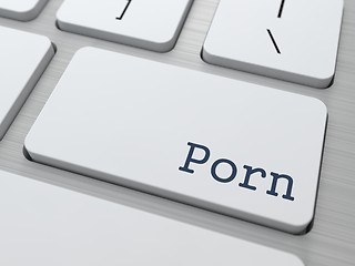 Image showing Porn Button on White Computer Keyboard.