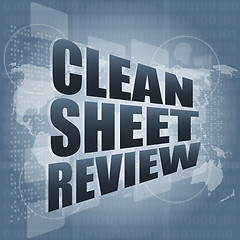 Image showing clean sheet review on touch screen, media communication on the internet
