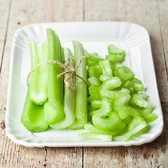Image showing bundle of fresh green celery stems