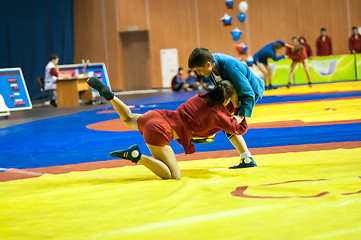 Image showing Sambo or Self-defense without weapons. Competitions girls...