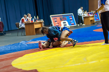 Image showing Sambo or Self-defense without weapons. Competitions girls...