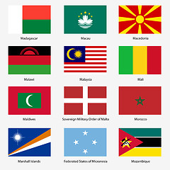 Image showing Set  Flags of world sovereign states. Vector illustration. Set n