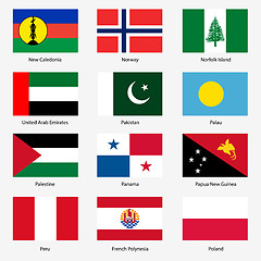 Image showing Set  Flags of world sovereign states. Vector illustration. Set n