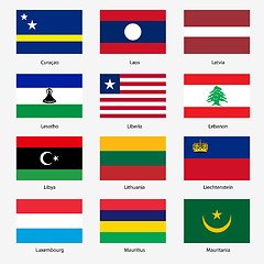 Image showing Set  Flags of world sovereign states. Vector illustration. Set n