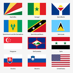 Image showing Set  Flags of world sovereign states. Vector illustration. Set n