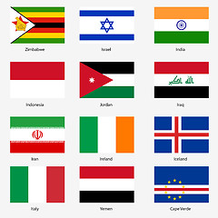 Image showing Set  Flags of world sovereign states. Vector illustration. Set n