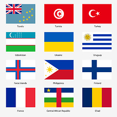 Image showing Set  Flags of world sovereign states. Vector illustration. Set n