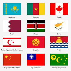 Image showing Set  Flags of world sovereign states. Vector illustration. Set n