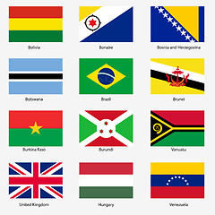 Image showing Set  Flags of world sovereign states. Vector illustration. Set n