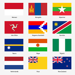 Image showing Set  Flags of world sovereign states. Vector illustration. Set n