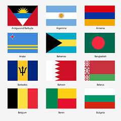 Image showing Set  Flags of world sovereign states. Vector illustration. Set n