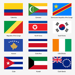 Image showing Set  Flags of world sovereign states. Vector illustration. Set n