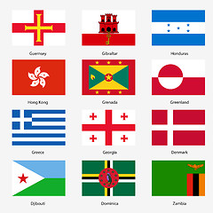 Image showing Set  Flags of world sovereign states. Vector illustration. Set n