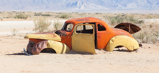 Image showing Abandoned car in the Namib Desert