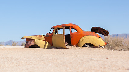 Image showing Abandoned car in the Namib Desert