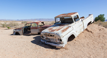 Image showing Abandoned car in the Namib Desert